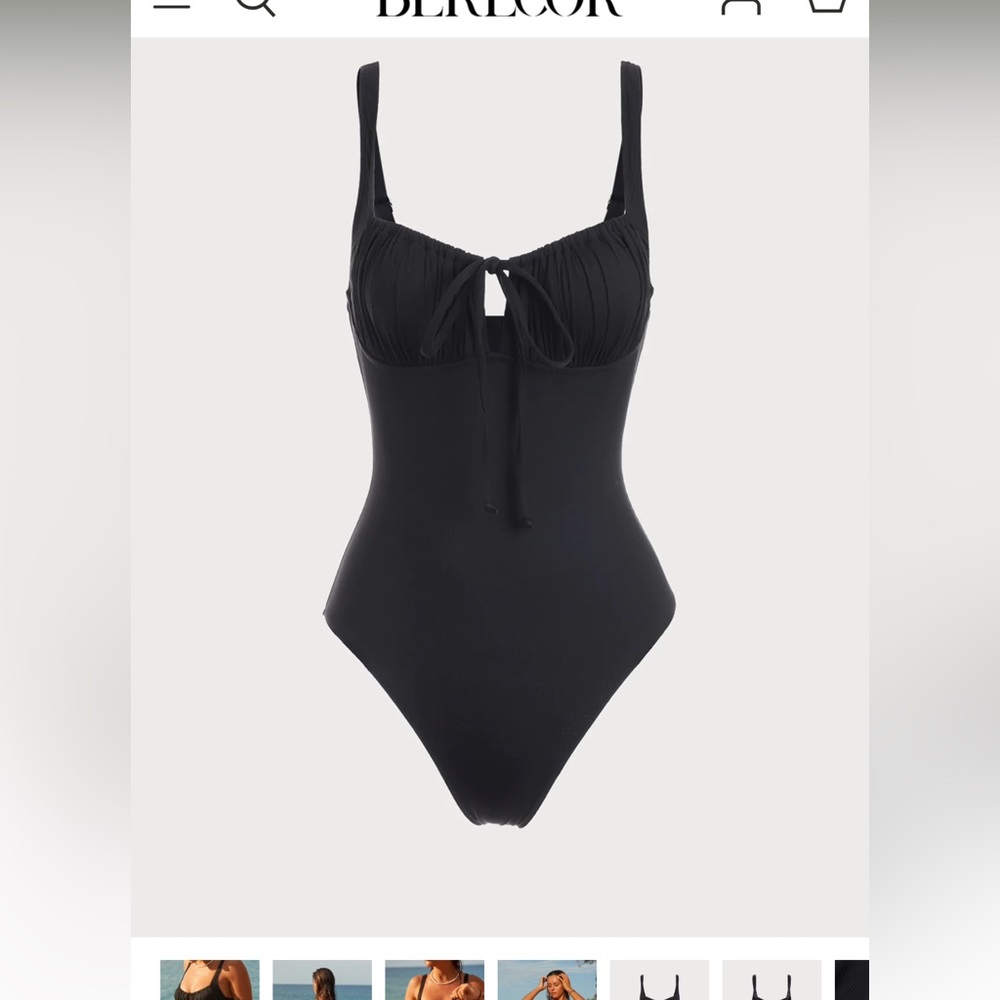 NWT Womens Black One Piece Tie Front Ribbed XS Swimsuit